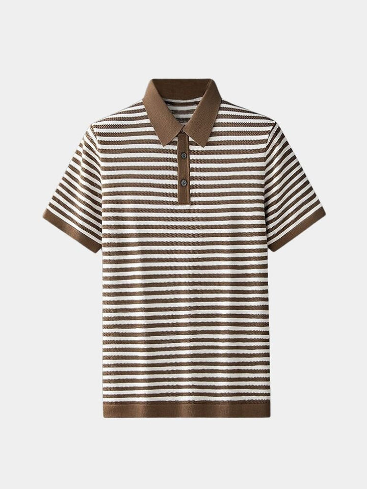 Maurice | Black and White Striped Polo