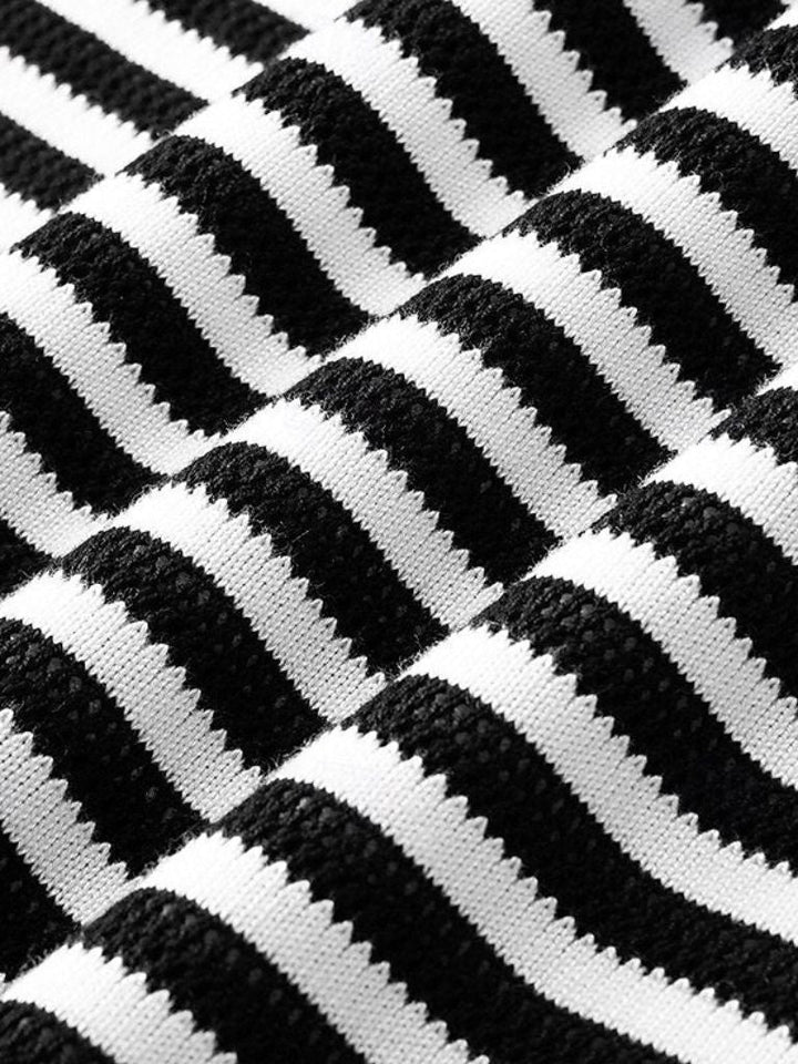 Maurice | Black and White Striped Polo