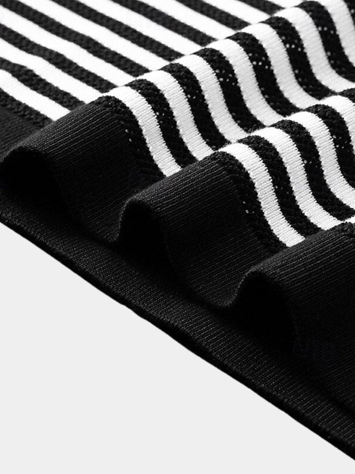 Maurice | Black and White Striped Polo