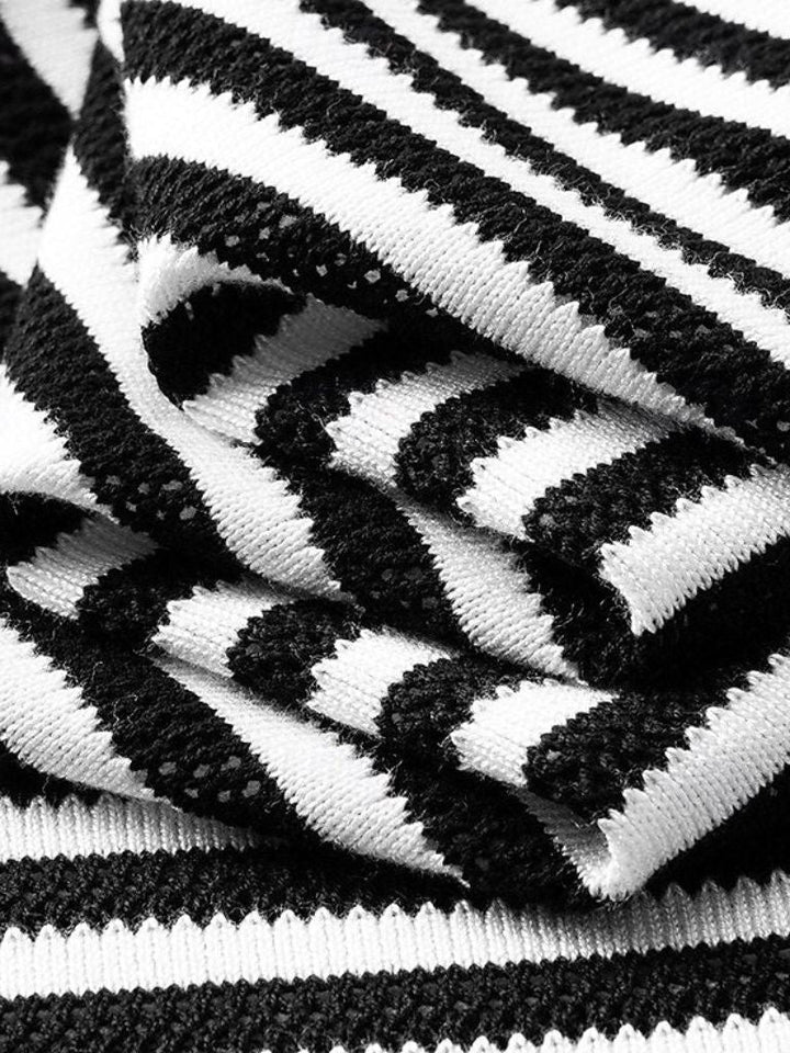 Maurice | Black and White Striped Polo