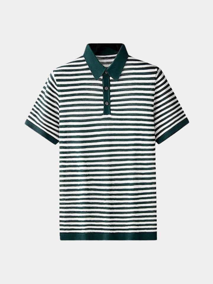Maurice | Black and White Striped Polo