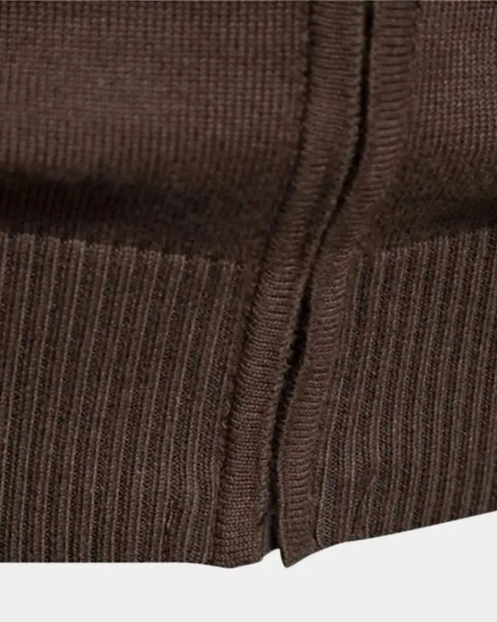 Mervyn | Brown Colour-Block Zip Cardigan