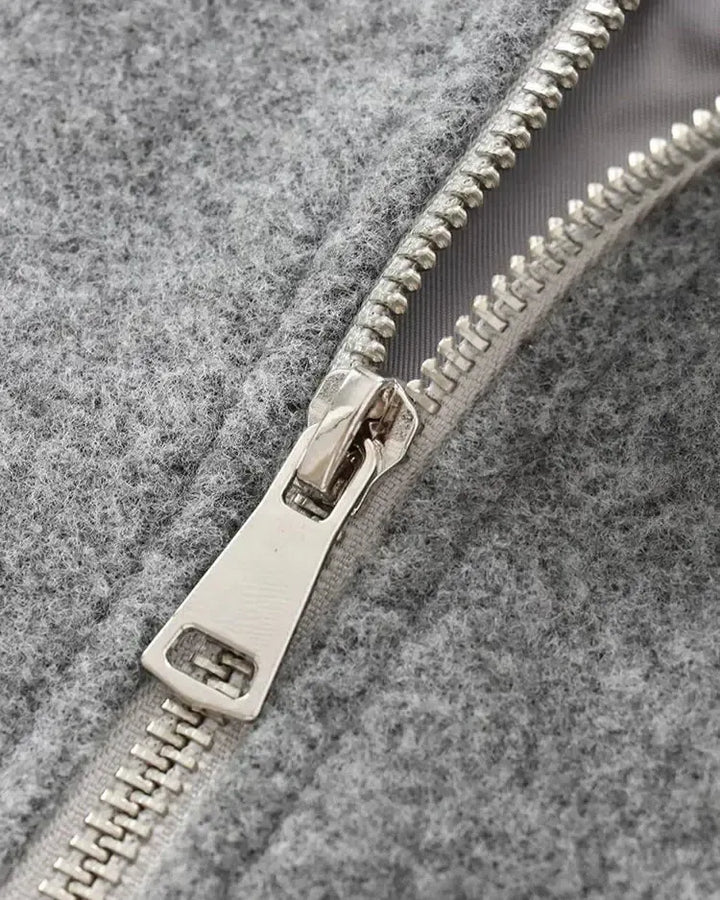 Meg | Grey Cropped Bomber Jacket