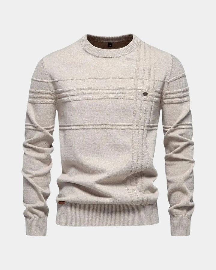Noel | Cream Striped Crew-Neck Jumper