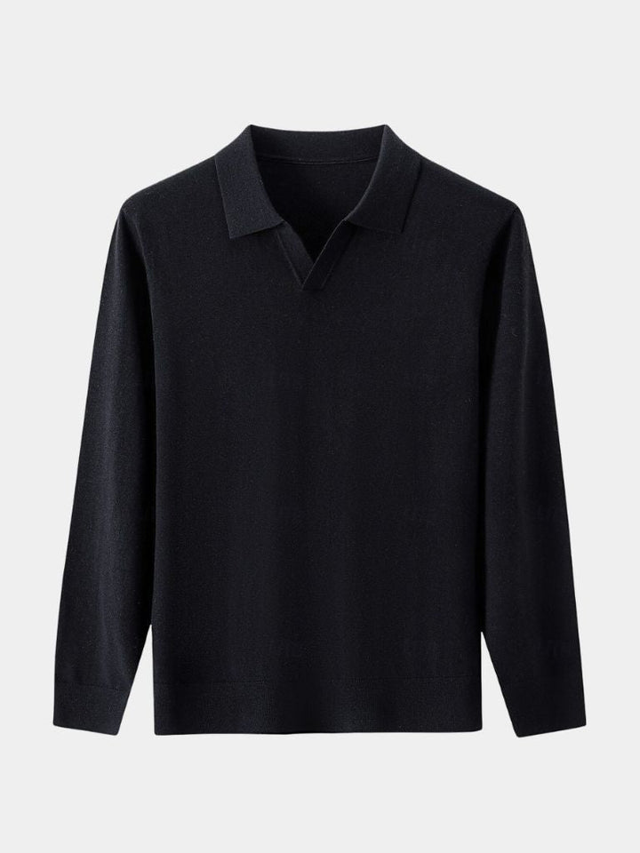 Noel | Brown Long-Sleeve Open-Collar Polo