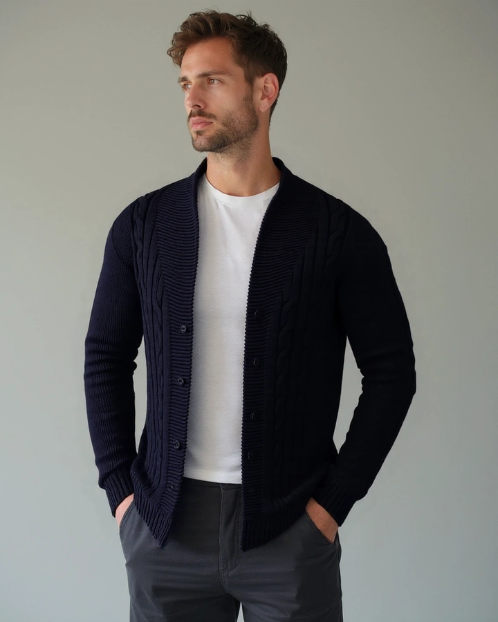 Noah | Olive Cable-Knit Cardigan