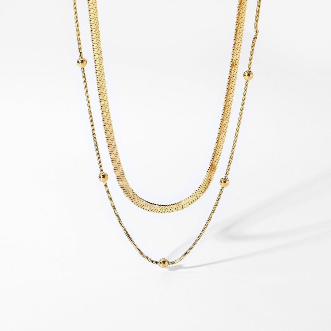Claire – Chic Modern Gold Double Chain Necklace