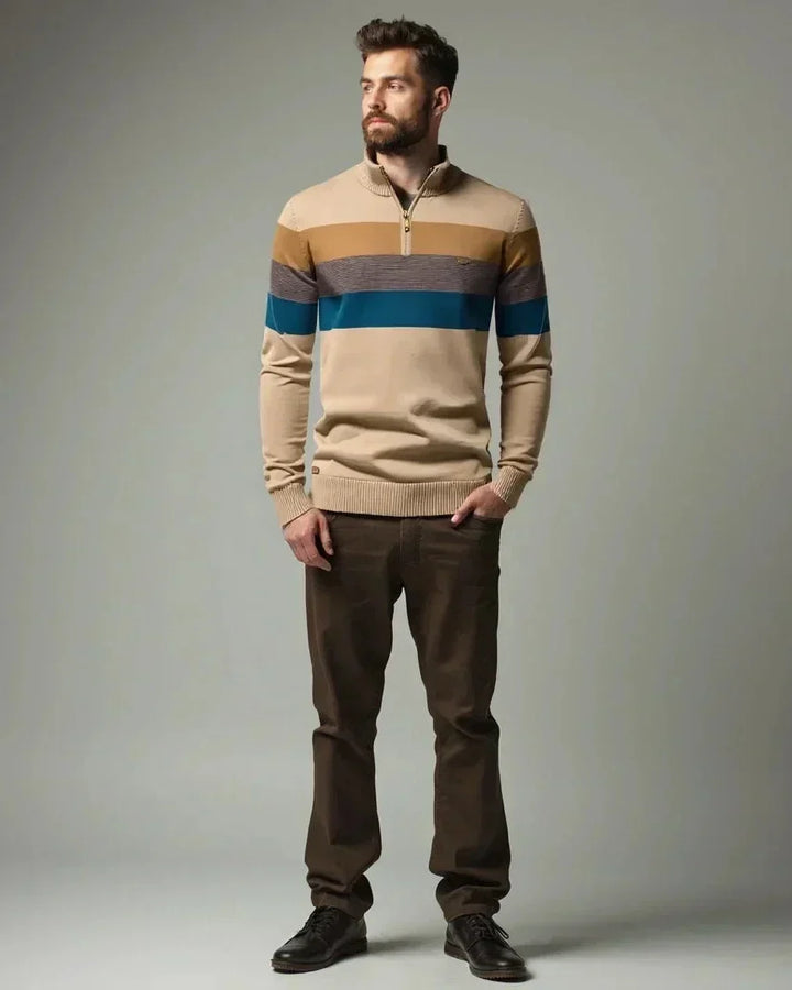 Oliver | Colour-Block Funnel-Neck Jumper