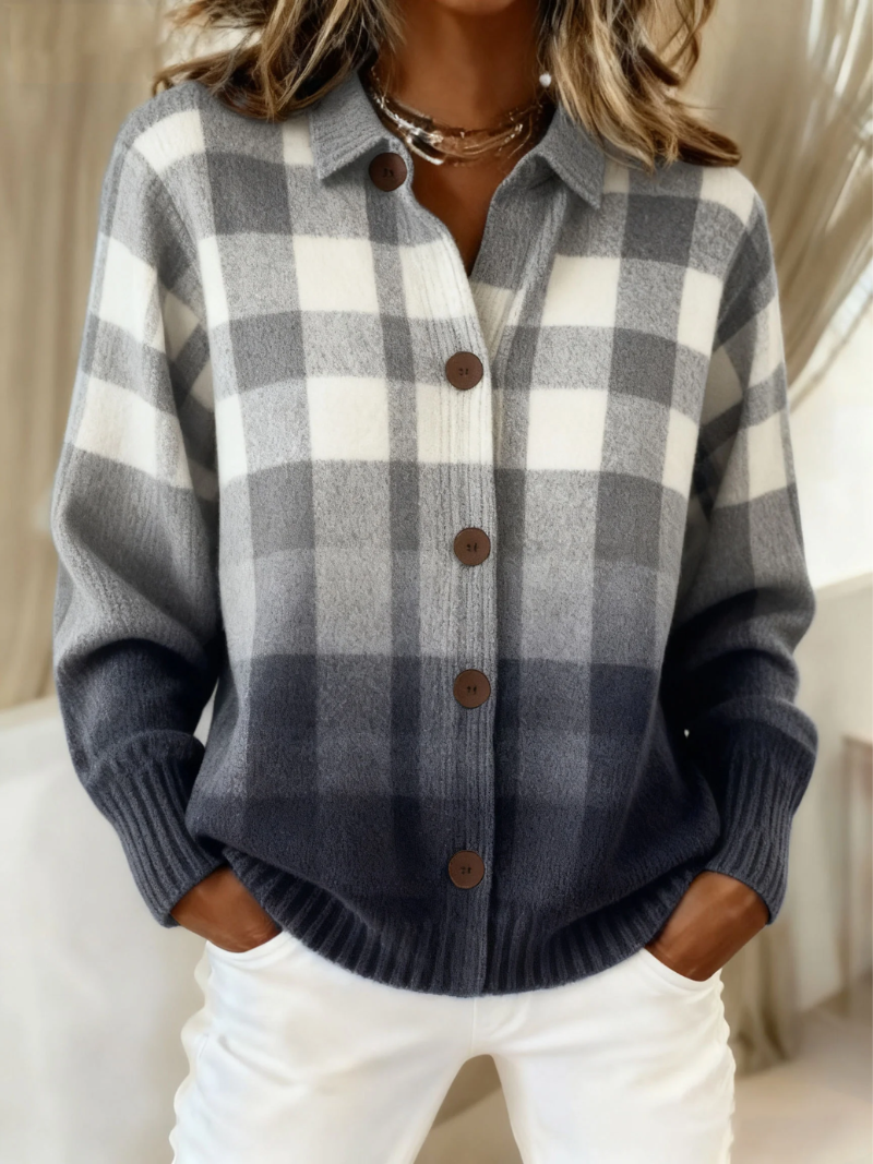 Agnes | Grey Ombre Button-Up Cardigan