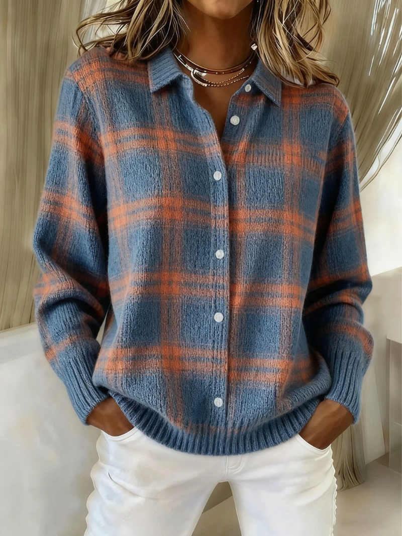Zafira | Cozy Blue Plaid Cardigan