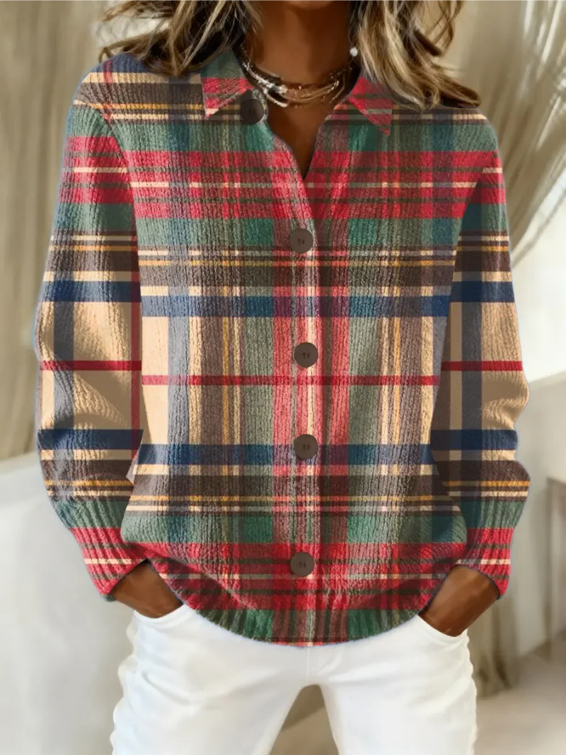 Gloria | Button-Up Multicolored Checked Cardigan