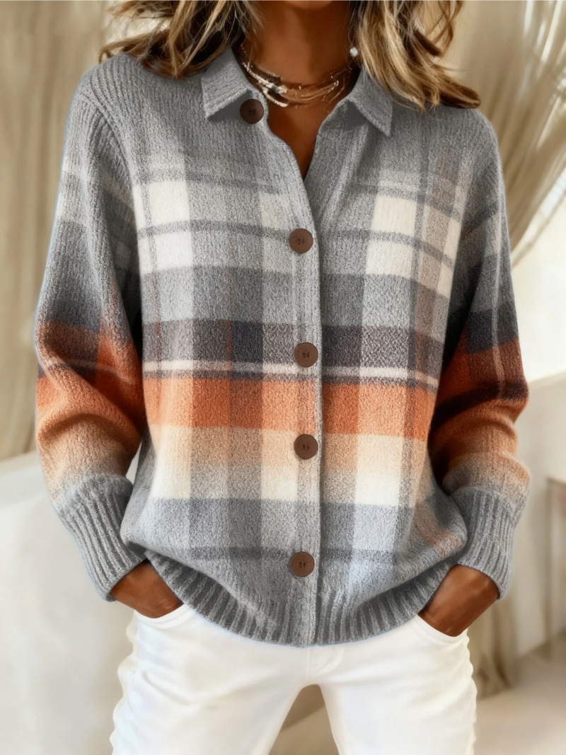 Marlene | Cozy Ombre Check Cardigan