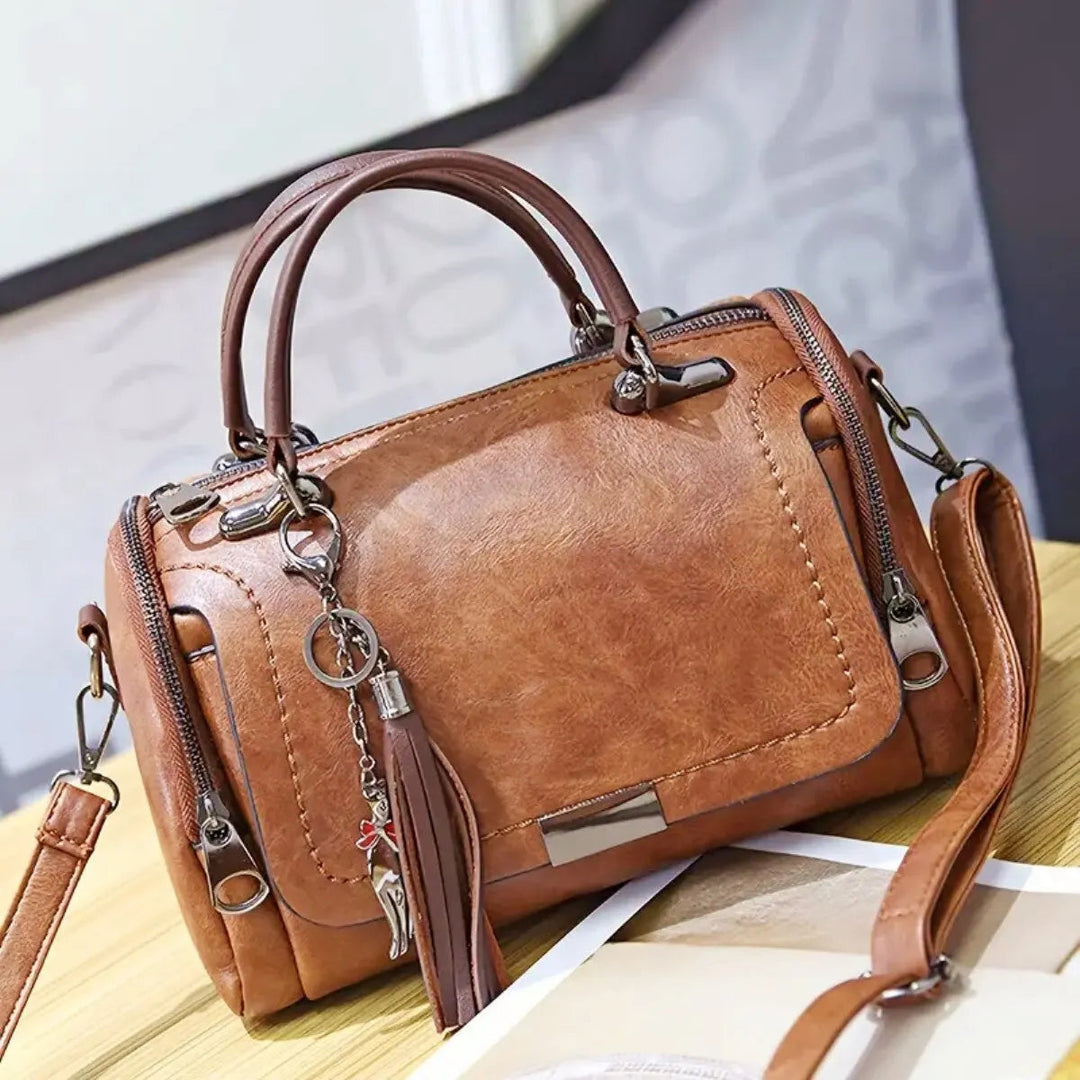 Structured Leather Bag in Rose