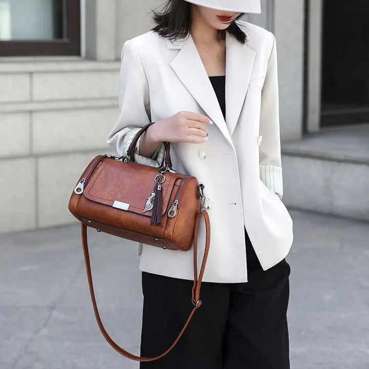 Structured Leather Bag in Rose