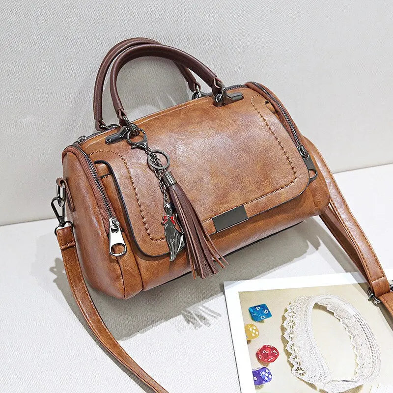 Structured Leather Bag in Rose