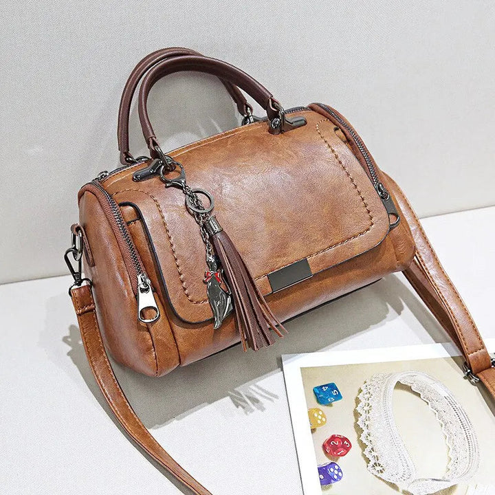 Structured Leather Bag in Rose