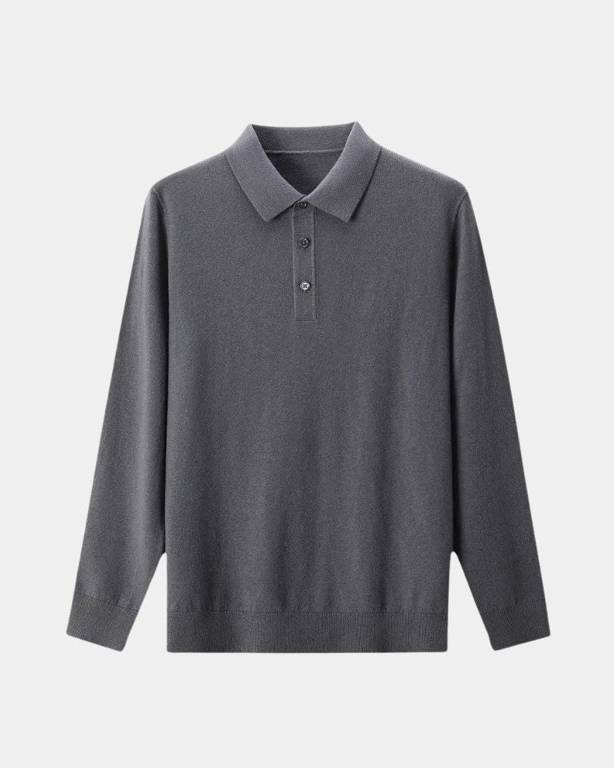 Patrick | Grey Long-Sleeve Polo Shirt