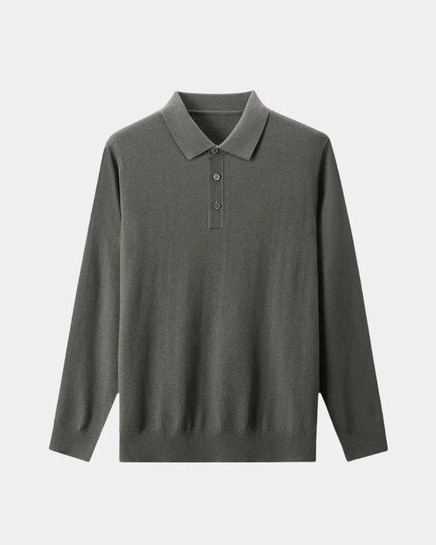 Patrick | Grey Long-Sleeve Polo Shirt
