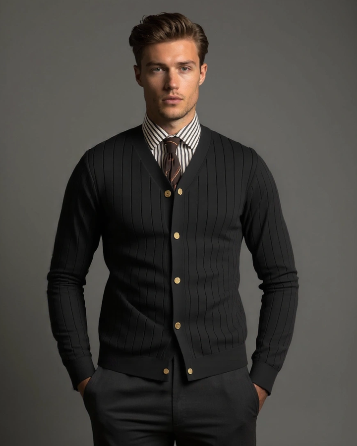 Peter | Black Button Knit Cardigan