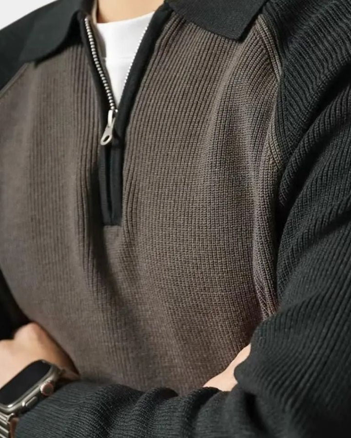 Peter | Taupe Raglan Half-Zip Jumper