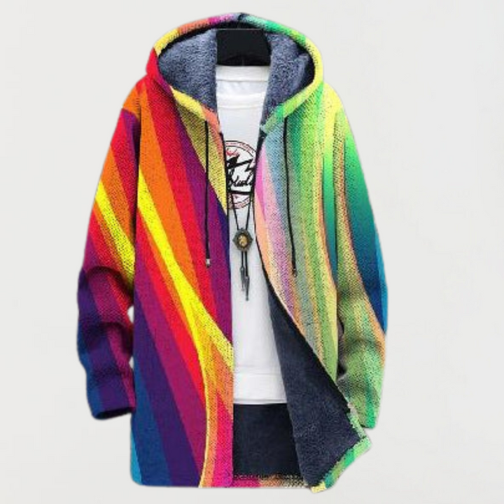 Emilia – Vibrant Rainbow Striped Jacket