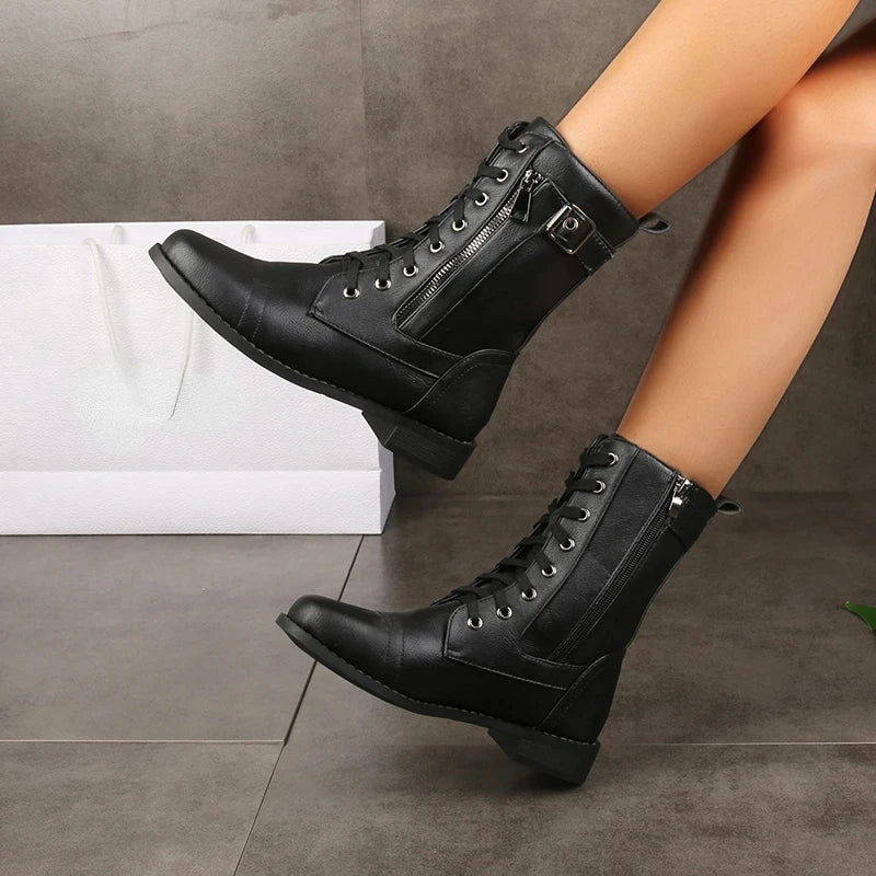 Aurora | Leather Combat Boots