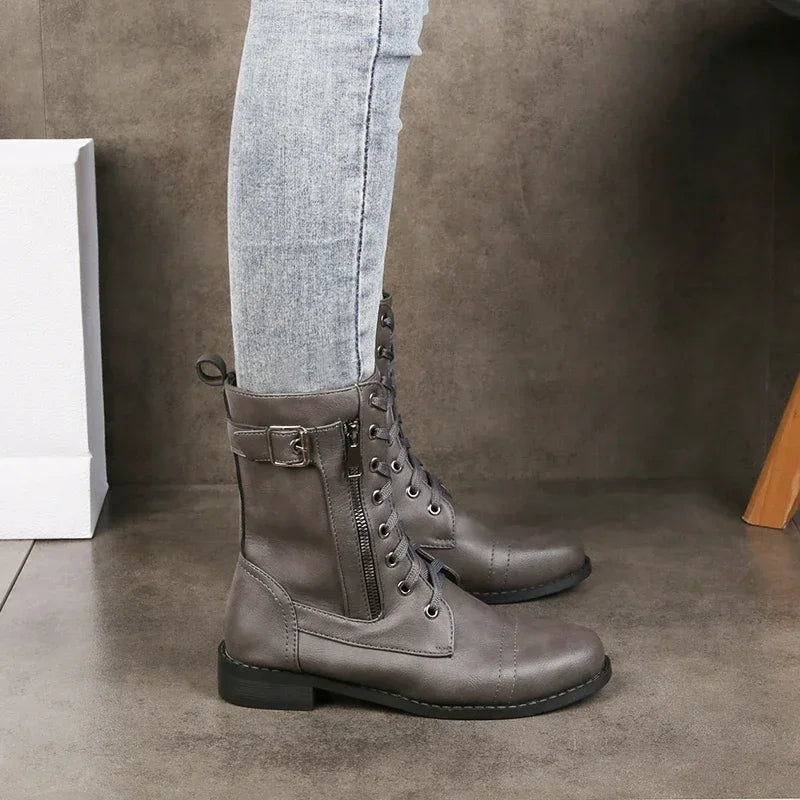 Aurora | Leather Combat Boots