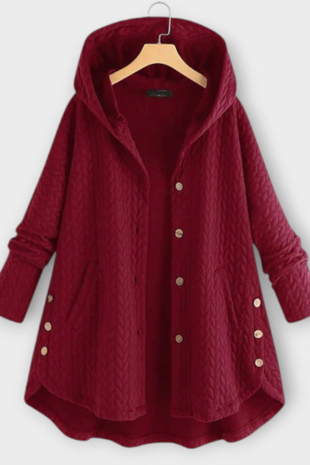 Skye | Black Textured Hooded Coat