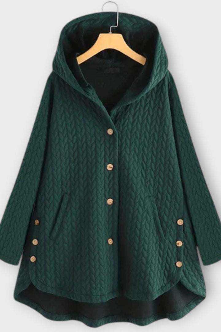 Skye | Black Textured Hooded Coat