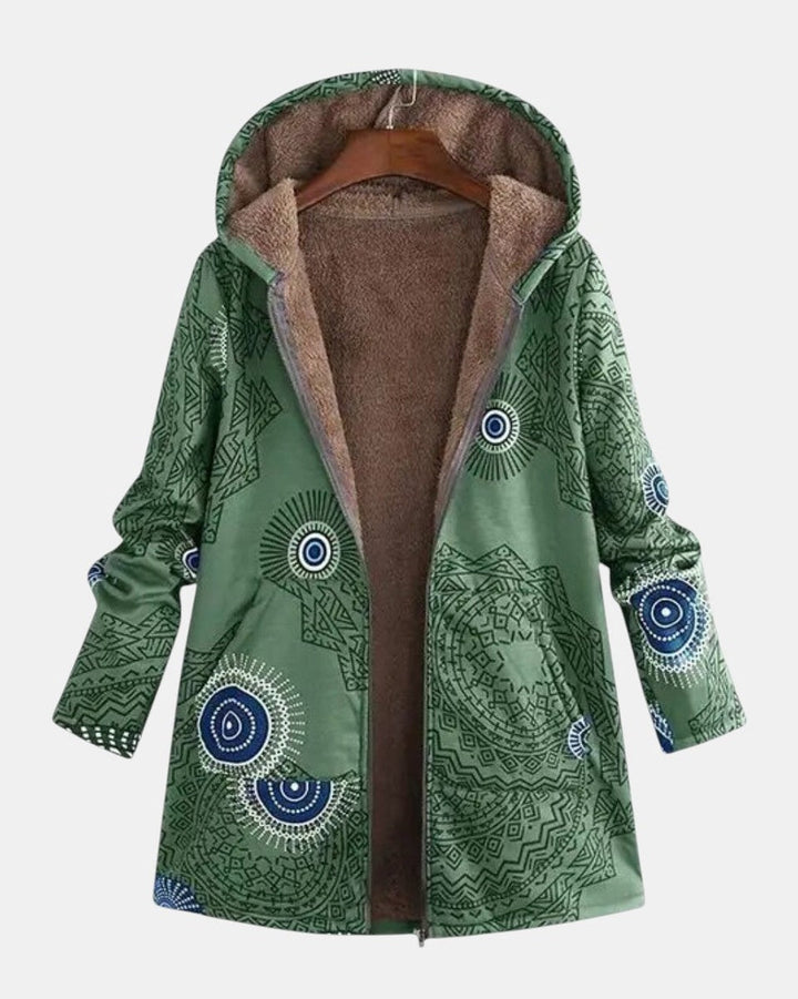 Sage Tribal Pattern Sherpa Jacket