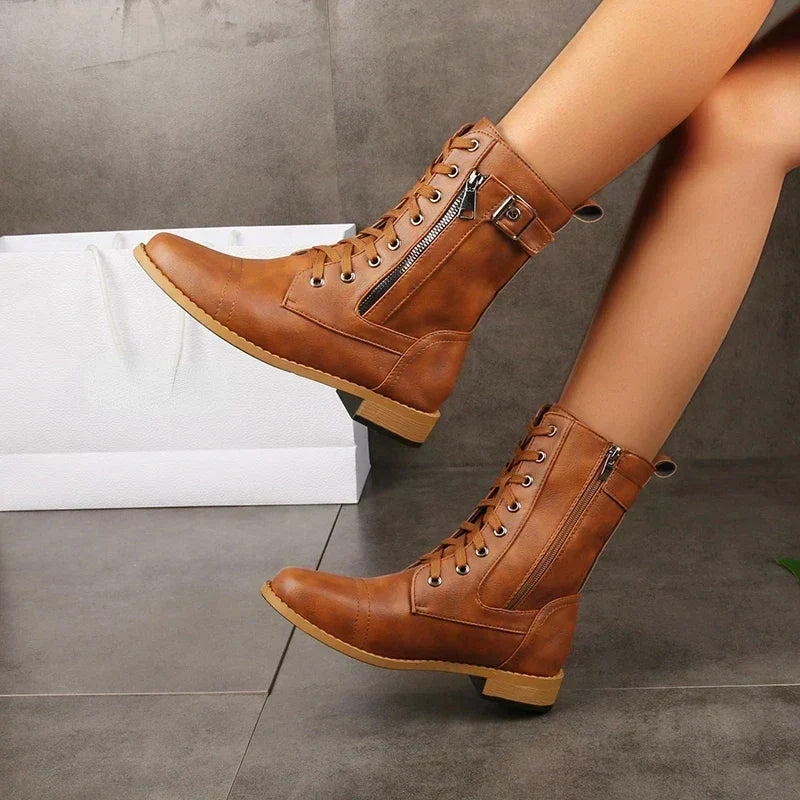 Aurora | Leather Combat Boots