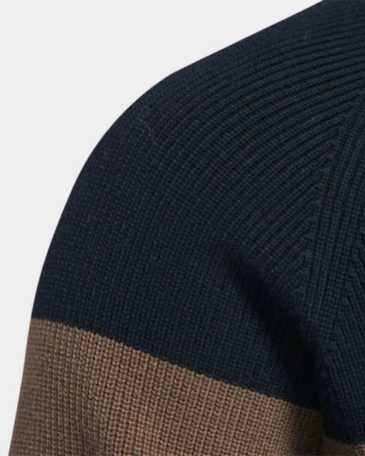 Simon | Colour-Block Zip-Front Knit Jacket