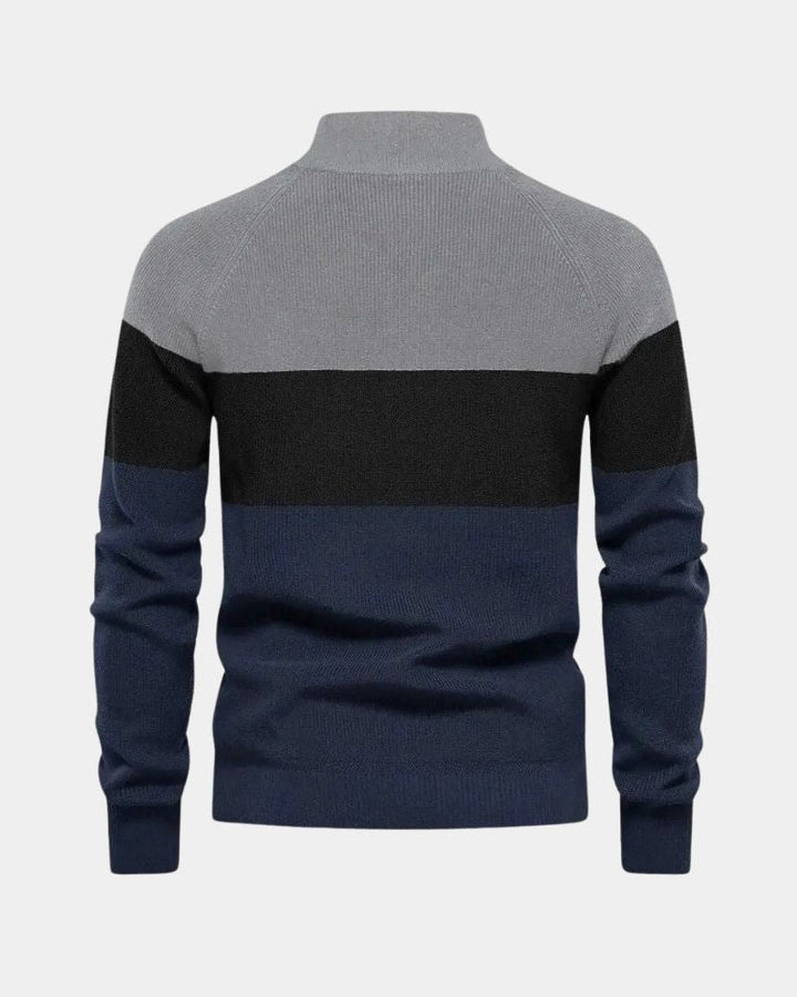 Simon | Colour-Block Zip-Front Knit Jacket