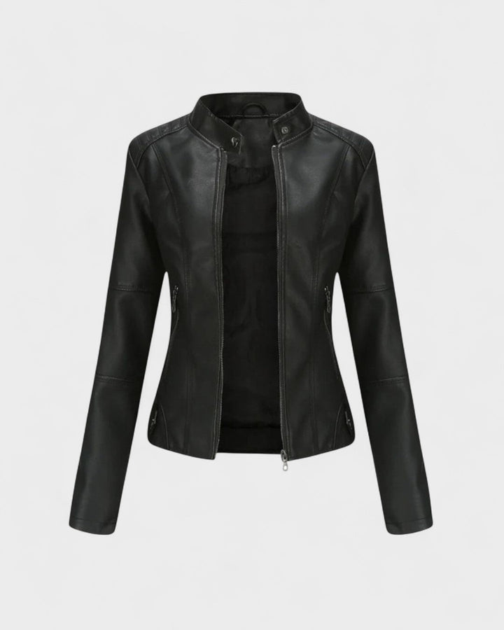 Sophia | Black Faux-Leather Jacket