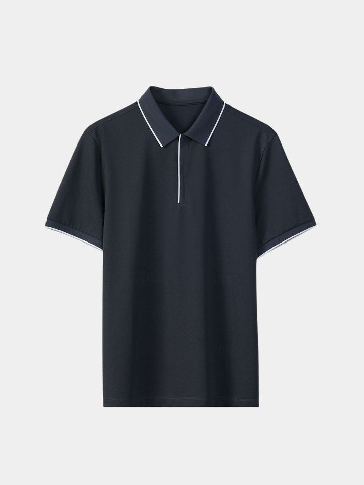 Steven | Black Zip-Collar Polo