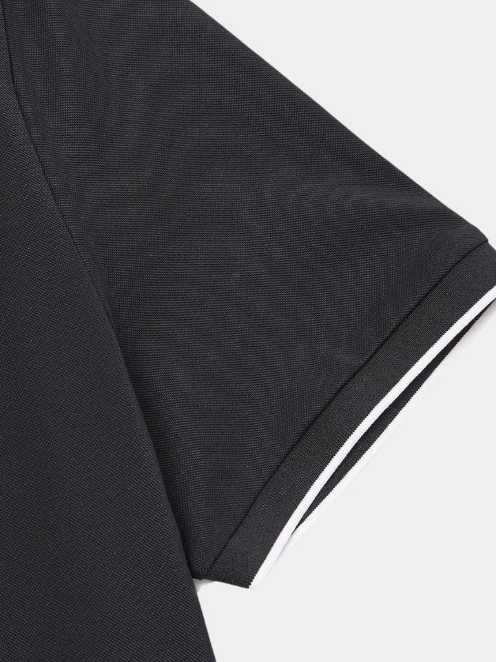 Steven | Black Zip-Collar Polo