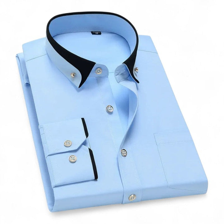 Richard | Burgundy Contrast-Collar Shirt