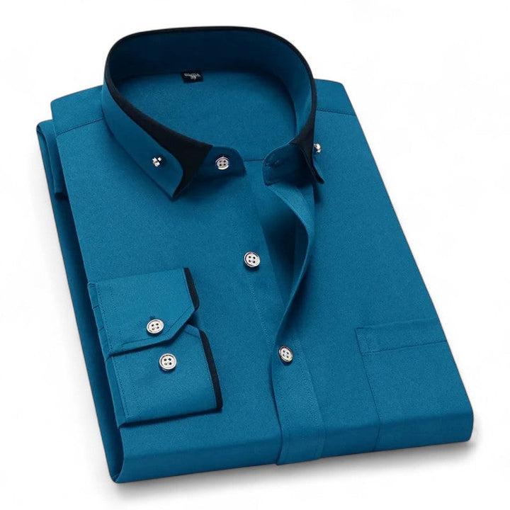 Richard | Burgundy Contrast-Collar Shirt