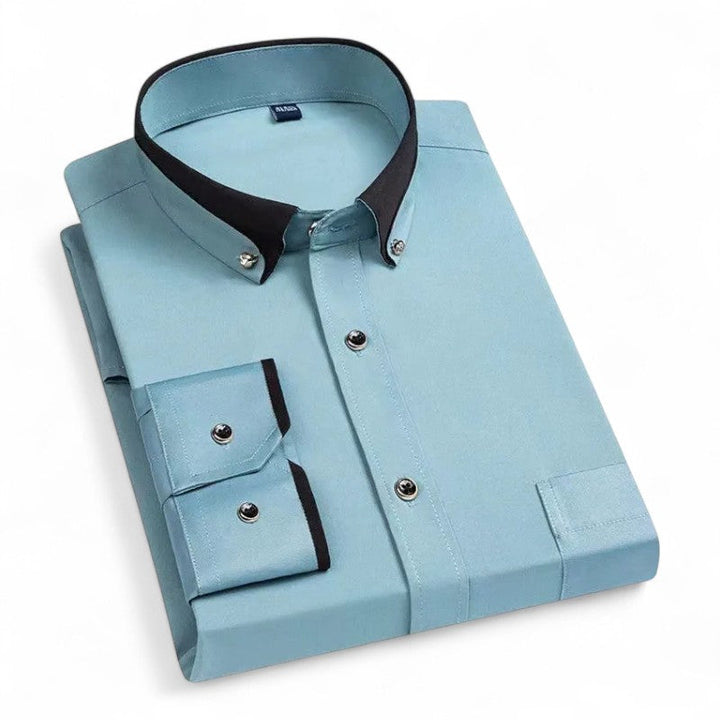 Richard | Burgundy Contrast-Collar Shirt