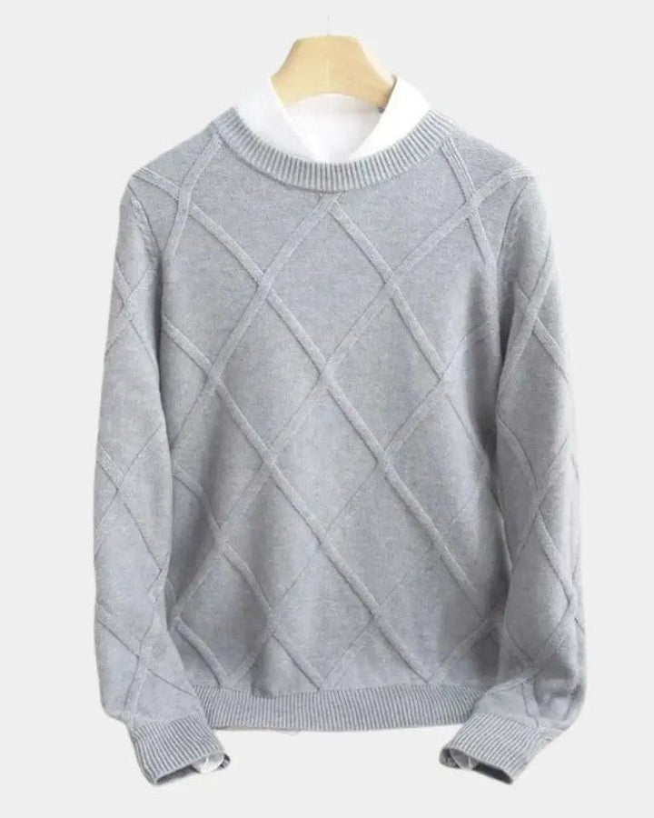 Thomas | Taupe Diamond-Knit Jumper