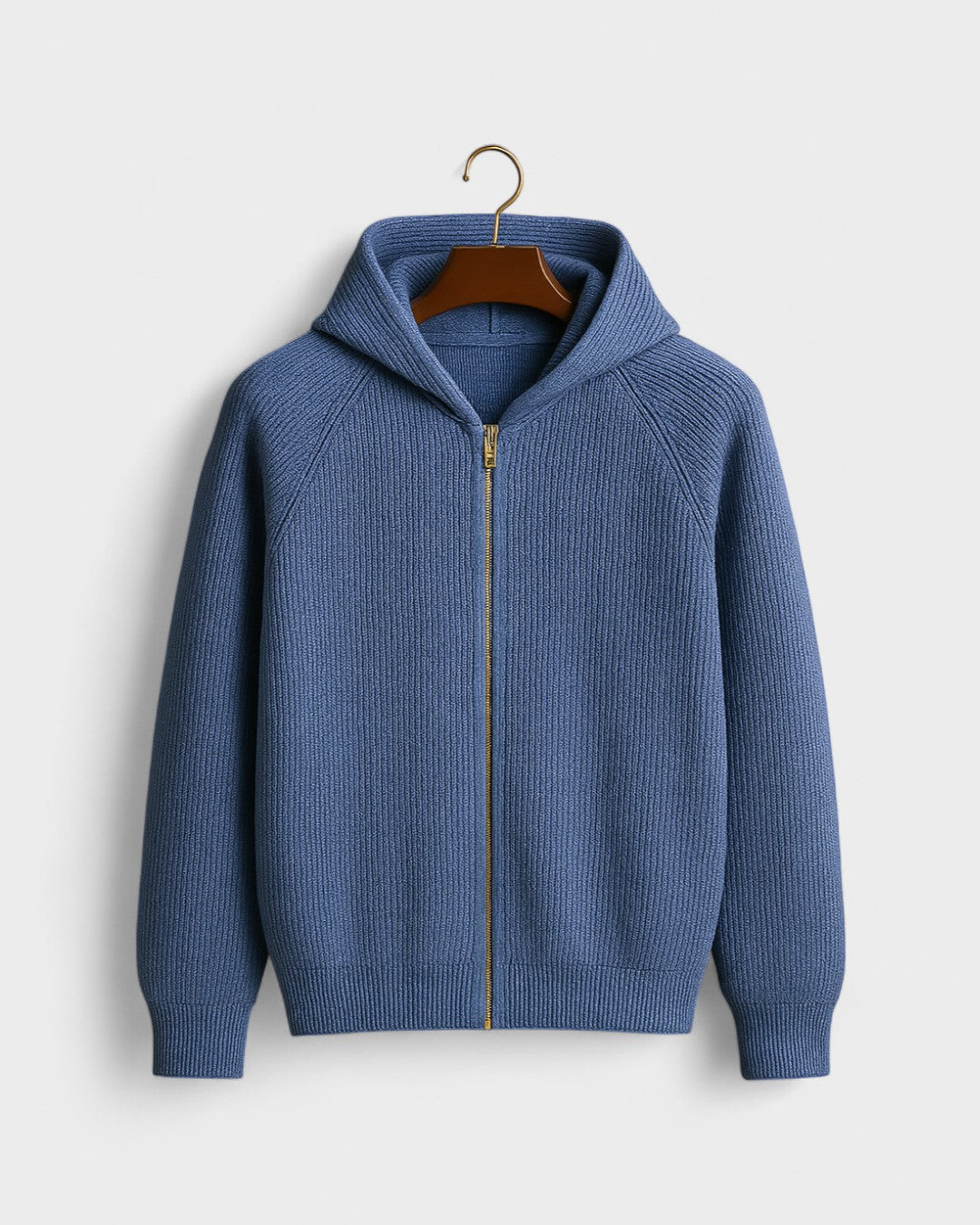 Tobias | Light Grey Zip-Up Knitted Hoodie