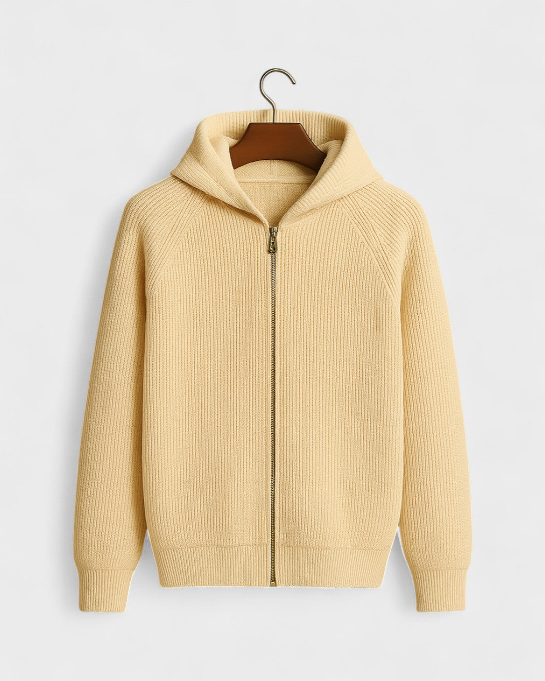 Tobias | Light Grey Zip-Up Knitted Hoodie