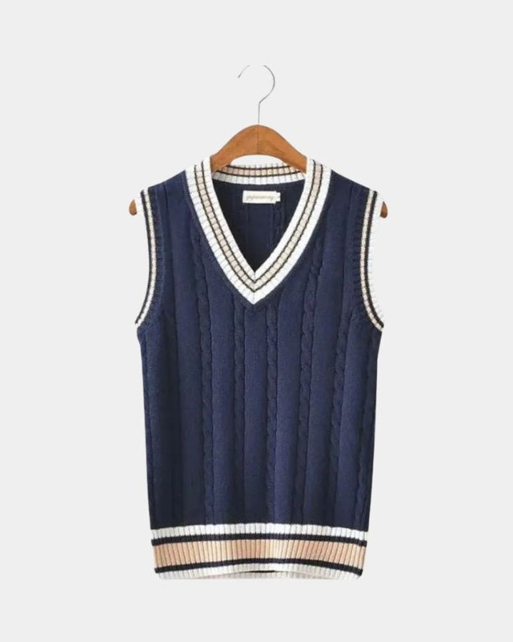 Tobias | Navy Sleeveless V-Neck Knit