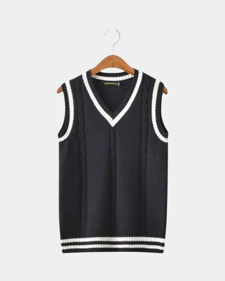 Tobias | Navy Sleeveless V-Neck Knit