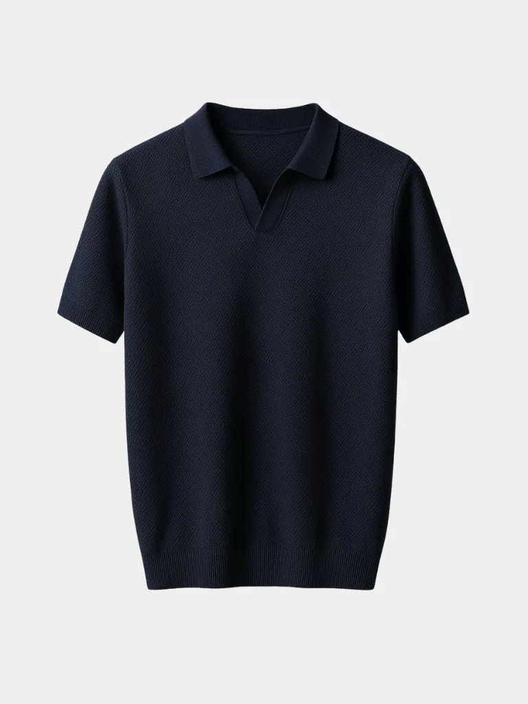 Rory | Navy Open-Collar Polo Shirt