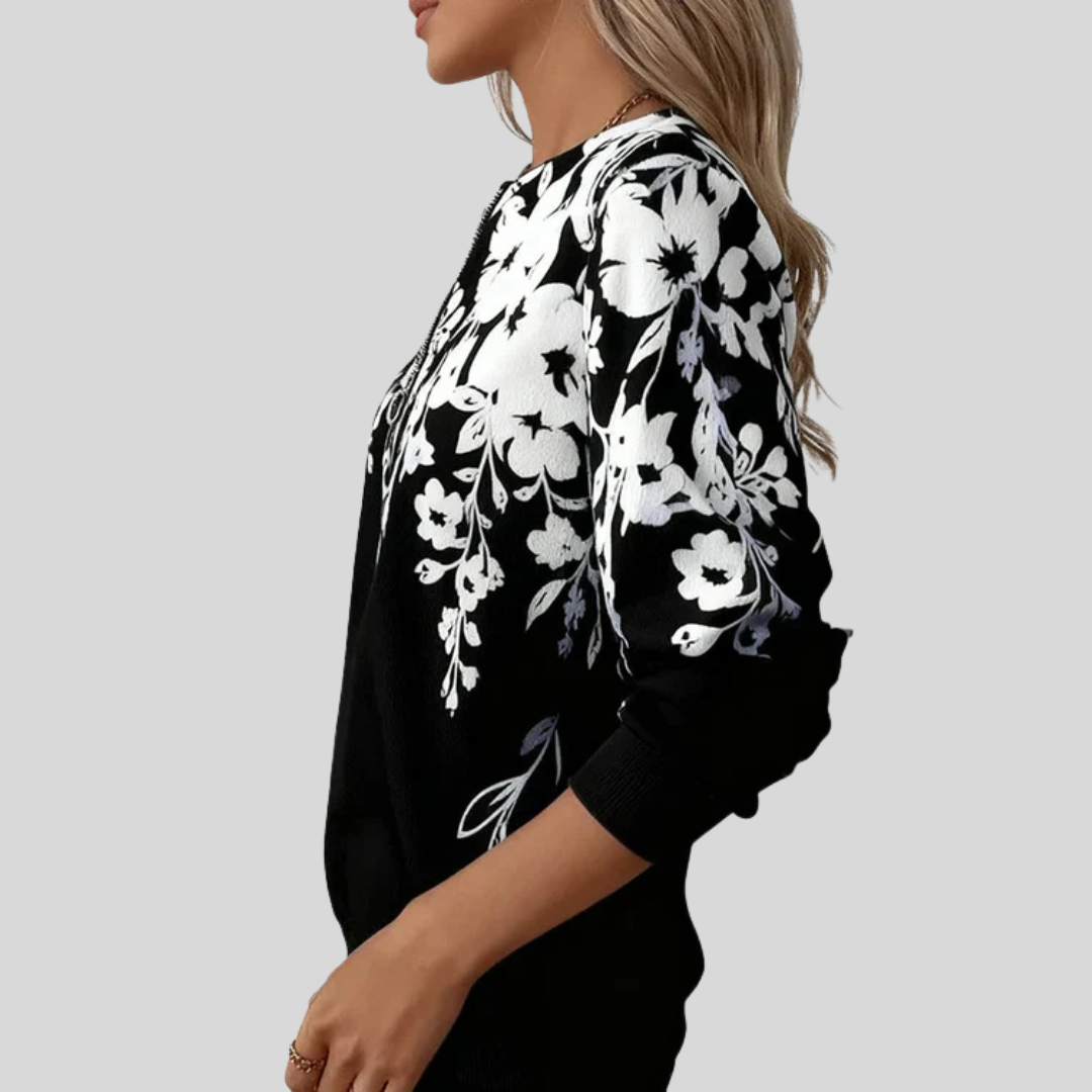 Karin Sweatshirt with Floral Print and Short Zip - image 2