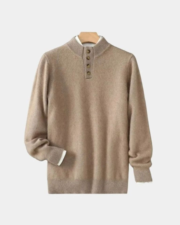 Vaughan | Beige Henley Knit Jumper