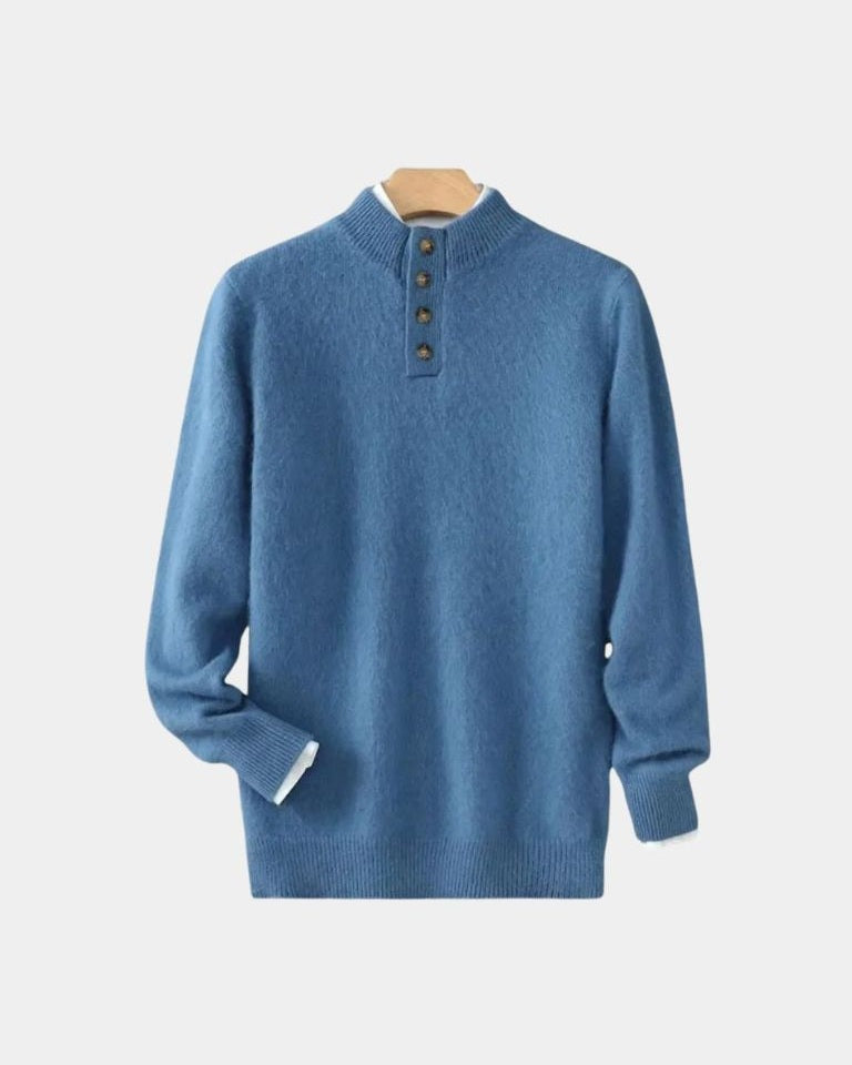Vaughan | Beige Henley Knit Jumper