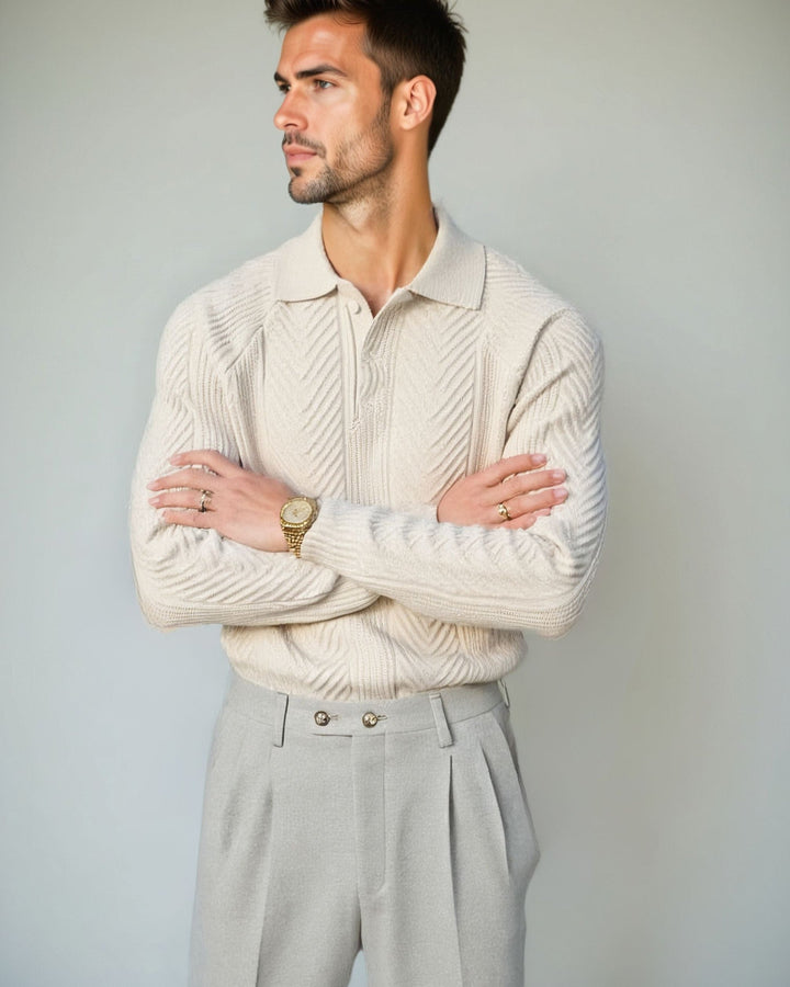 Gregory | Cream V-Neck Knit Jumper