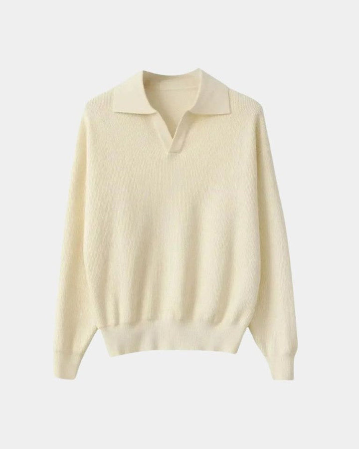 Victor | Cream Open-Collar Knit Jumper